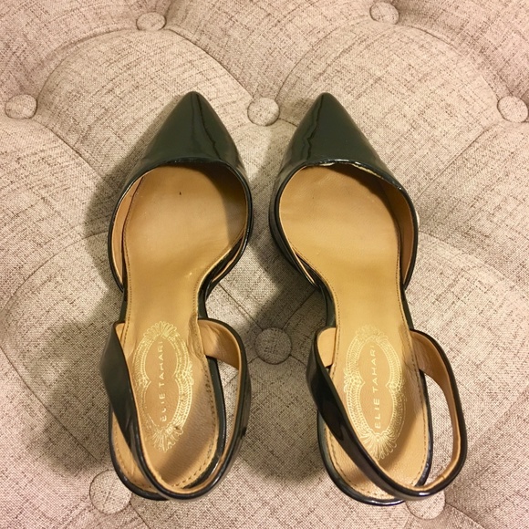 Elie Tahari Patent Leather Sling-Back Kitten Heels - Picture 2 of 3